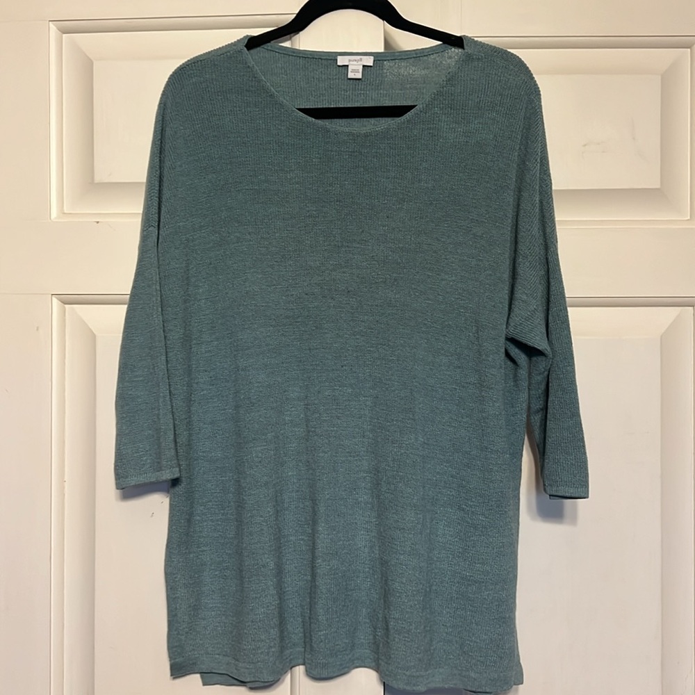 Women’s large J. Jill blue-green 3 quarter sleeve sweater